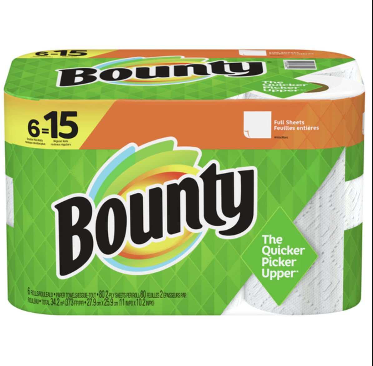 El Mercado Esencial Bounty Full Size 6=15 Double Plus Paper Towels for Kitchen Cleaning | Heavy Duty Absorbency | Value