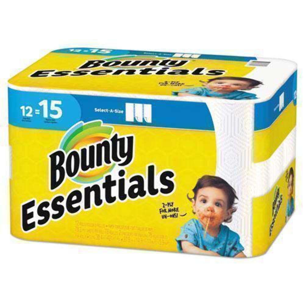 Bounty 75720 Essentials Select-A-Size Paper Towels 2-Ply 78 Sheets/Roll 12 Rolls/Carton 12 Count Pack of 1 for Home Kitc