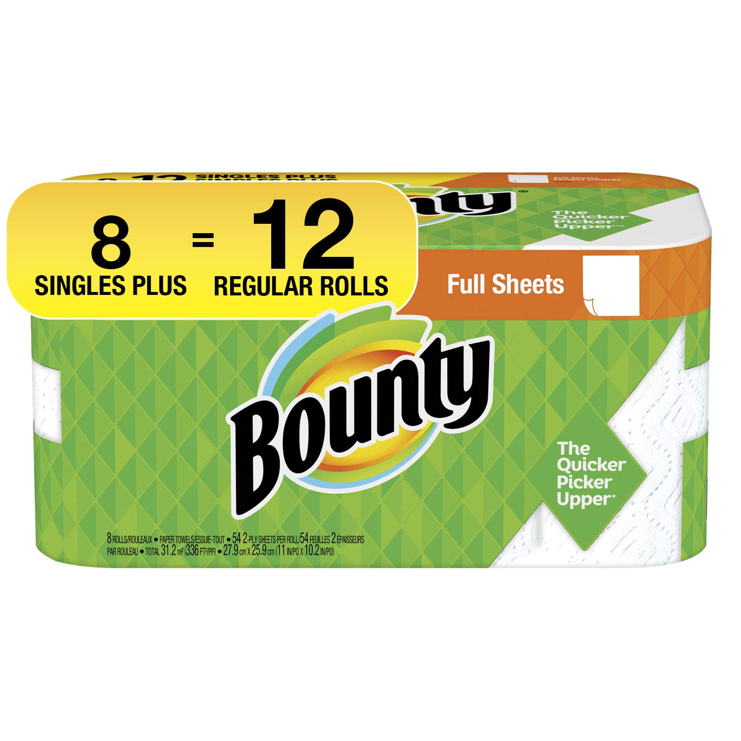 Bounty Giant Roll Full Sheet Toilet Paper, 8 Count for Home Use in Bathrooms
