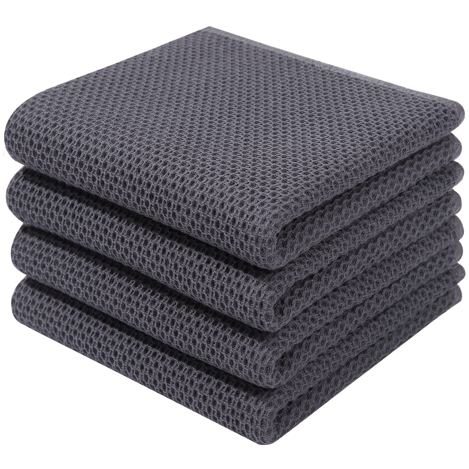 Ultra Soft Absorbent Homaxy 100% Cotton Waffle Weave Kitchen Dish Towels, 4-Pack, Dark Grey
| Quick Drying OEKO-TEX Hom