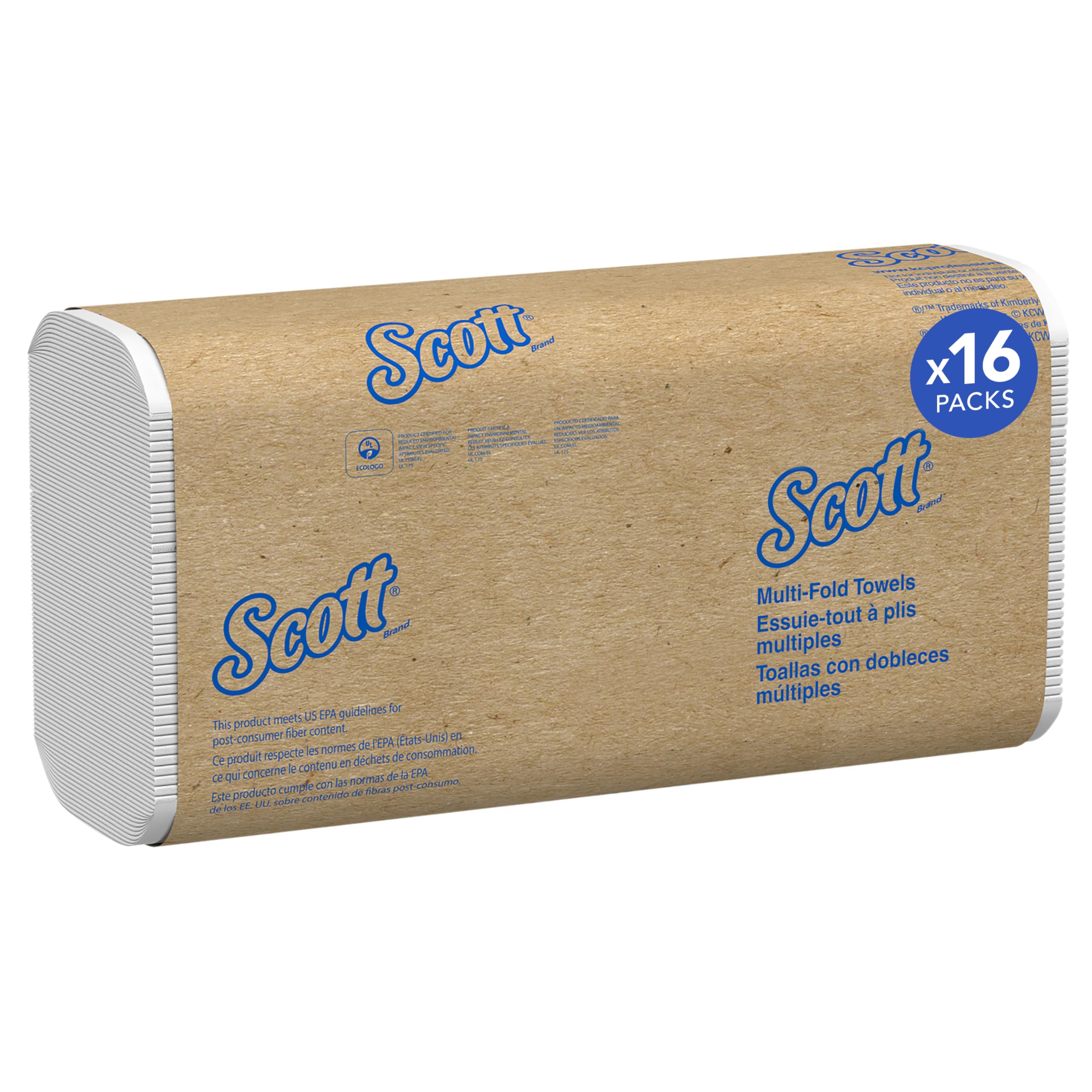 Scott Professional Absorbent Universal Multifold Paper Towels, Bulk, White, ECOLOGO Certified, Compact Storage (250 Shee