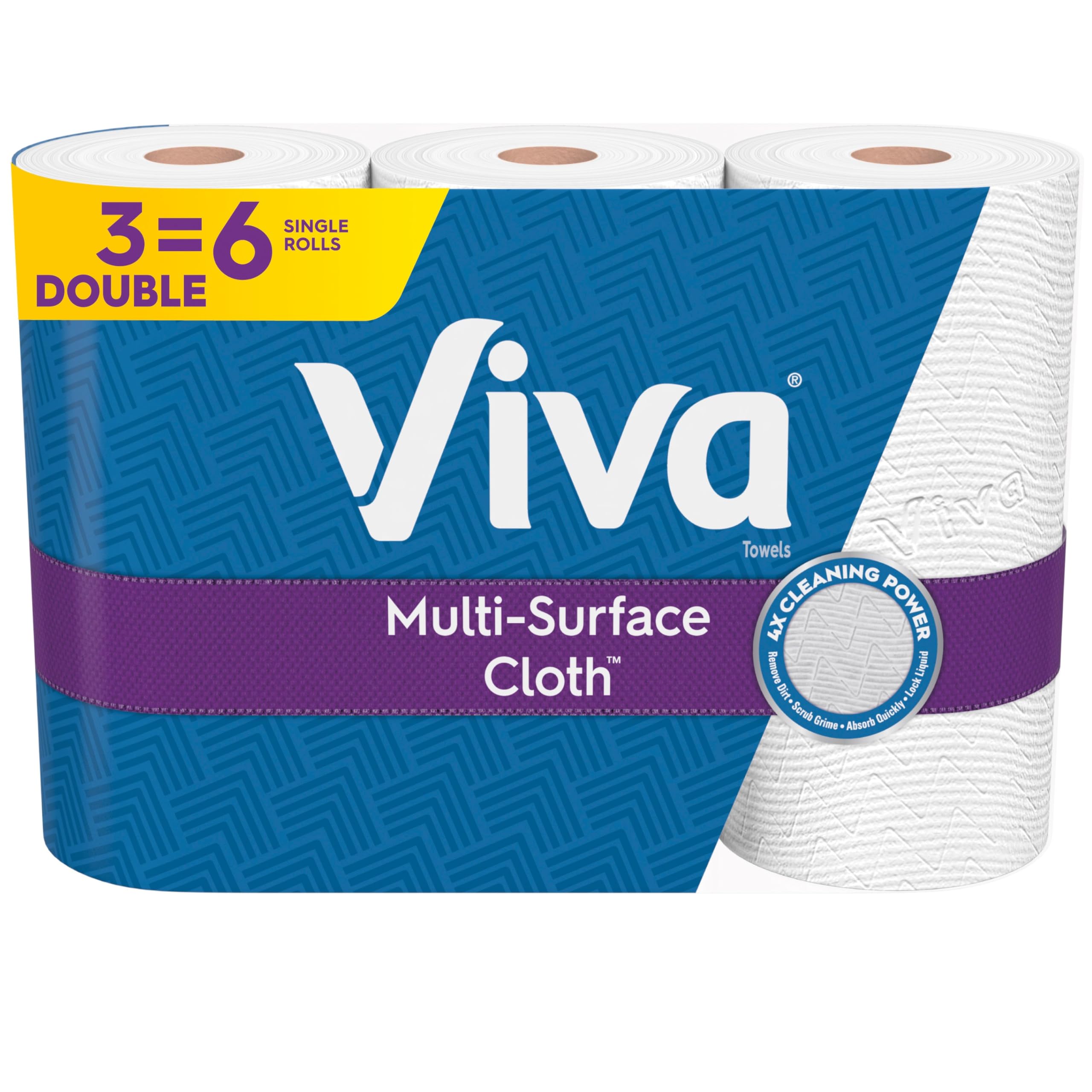 Viva Multi-Surface Cloth Paper Towels - 3 Double Rolls, 110 Sheets Per Roll - Forest Stewardship Council Certified - Kit